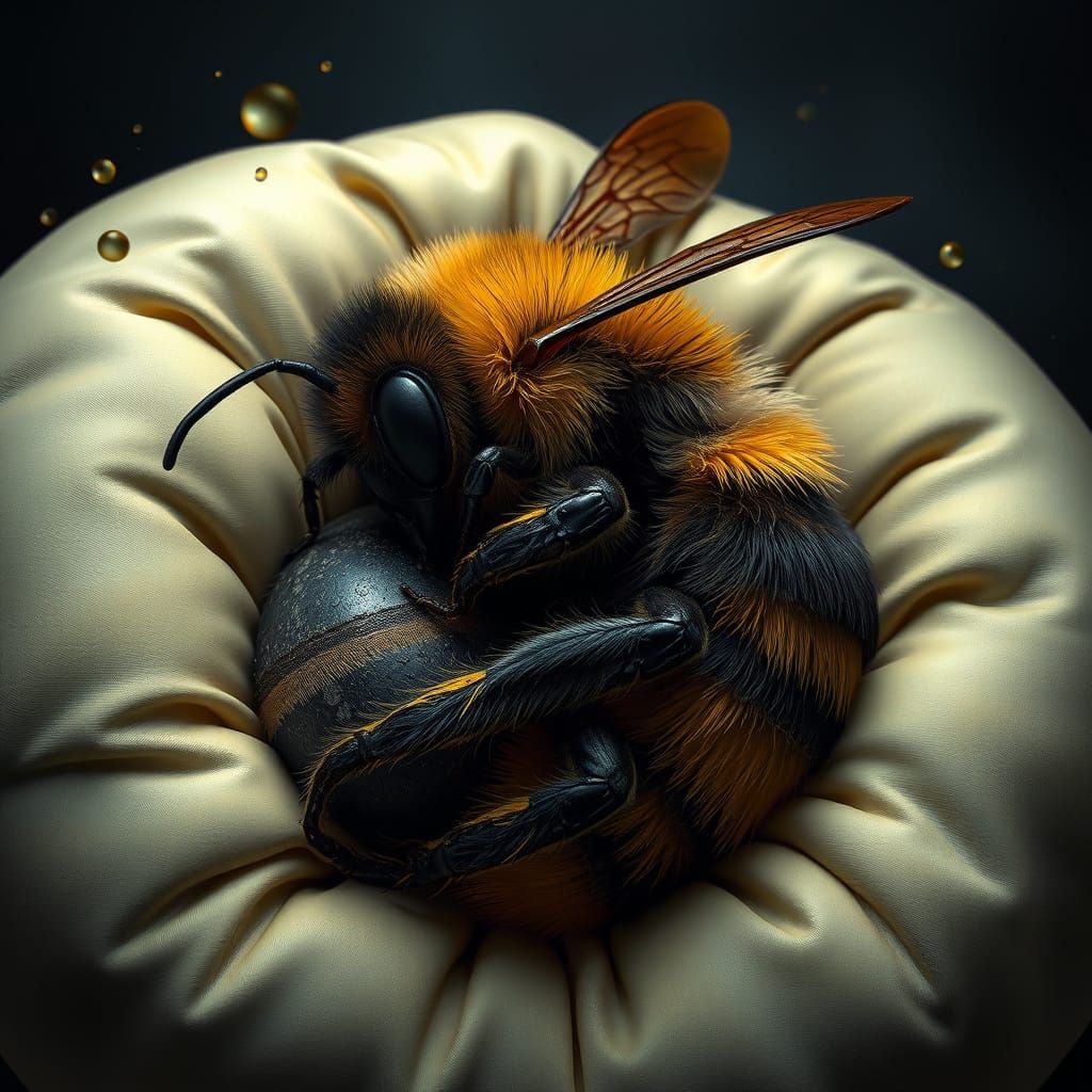 Sleeping Bumblebee in Detailed Digital Painting