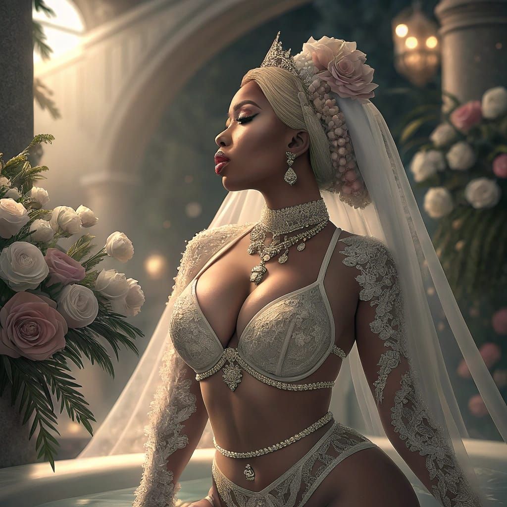 Hyperrealistic Nicki Minaj as Lace Bikini Bride