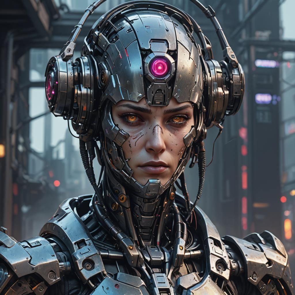 Cyberpunk Executioner Robot Portrait in 8K