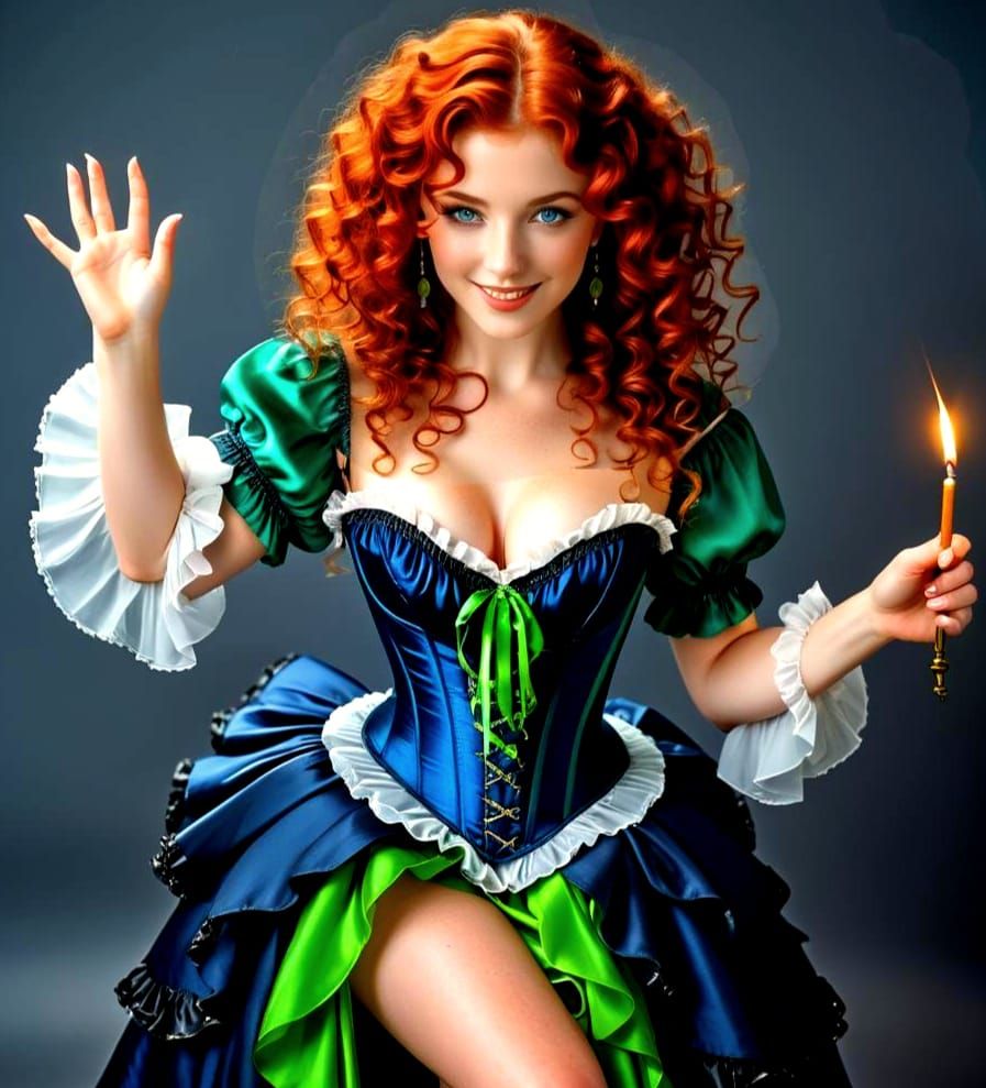 Enchanting Sorceress Casting Spell in Magical Setting