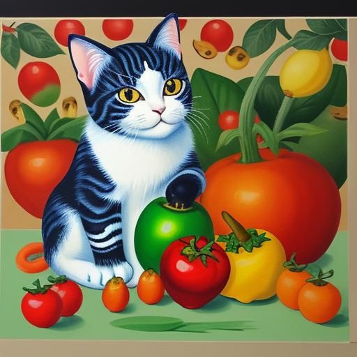 Maneki Neko Still Life Gouache Painting