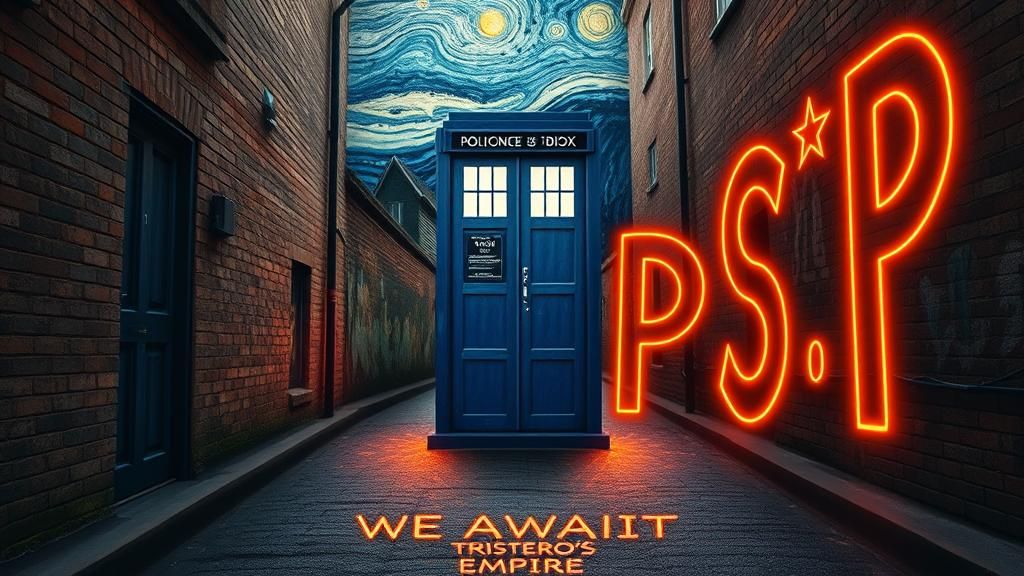 TARDIS in Mystical Alleyway with Surreal Mural