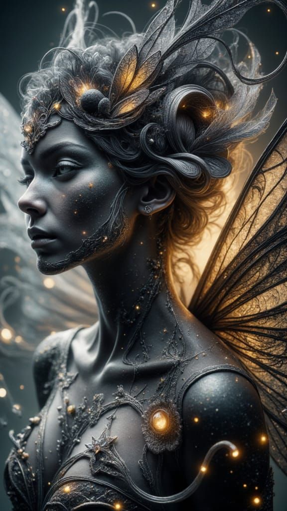 Nebula Fairy Goddess with Translucent Wings