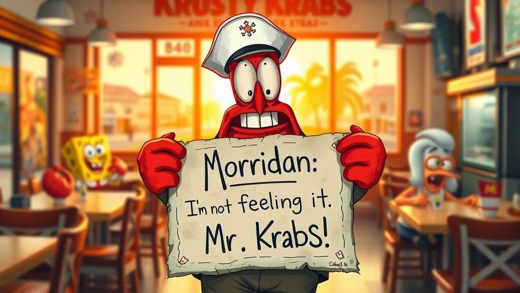 Mr. Krabs Sign in Whimsical Spongebob Style