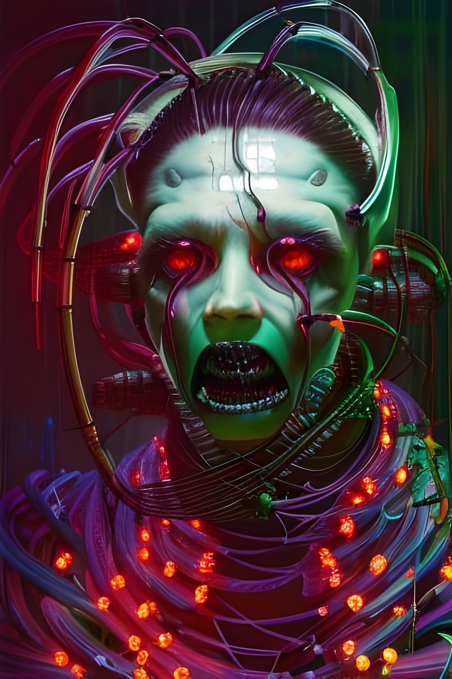 Cyberpunk Cyborg Demon Monster Portrait