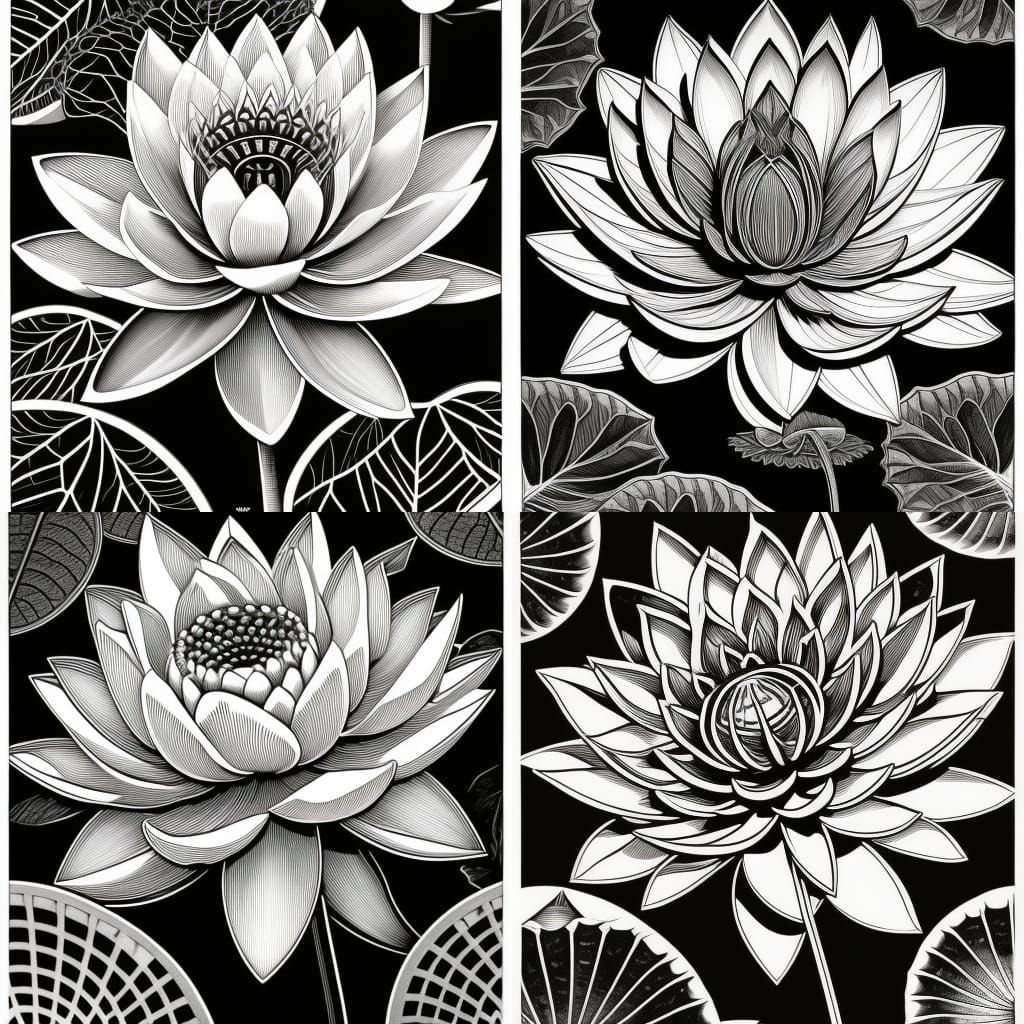 Black and White Sacred Lotus