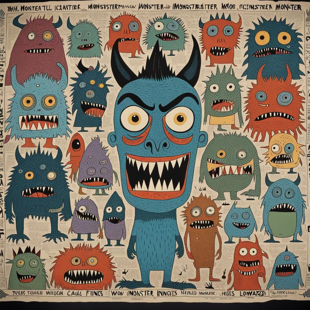 Monster Identification in Howard Finster Style