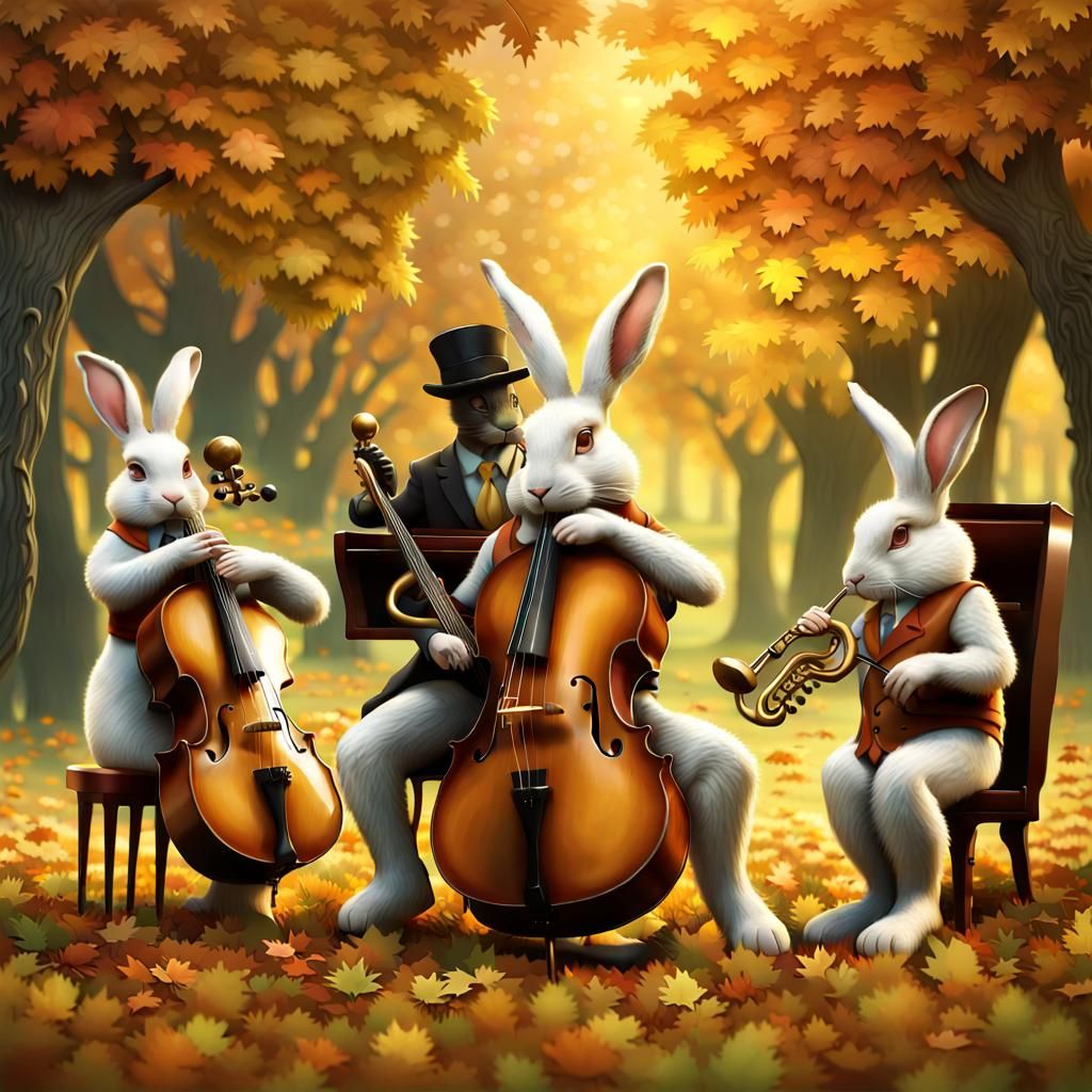 Rabbit Band's Autumnal Performance: A Surreal Photograph