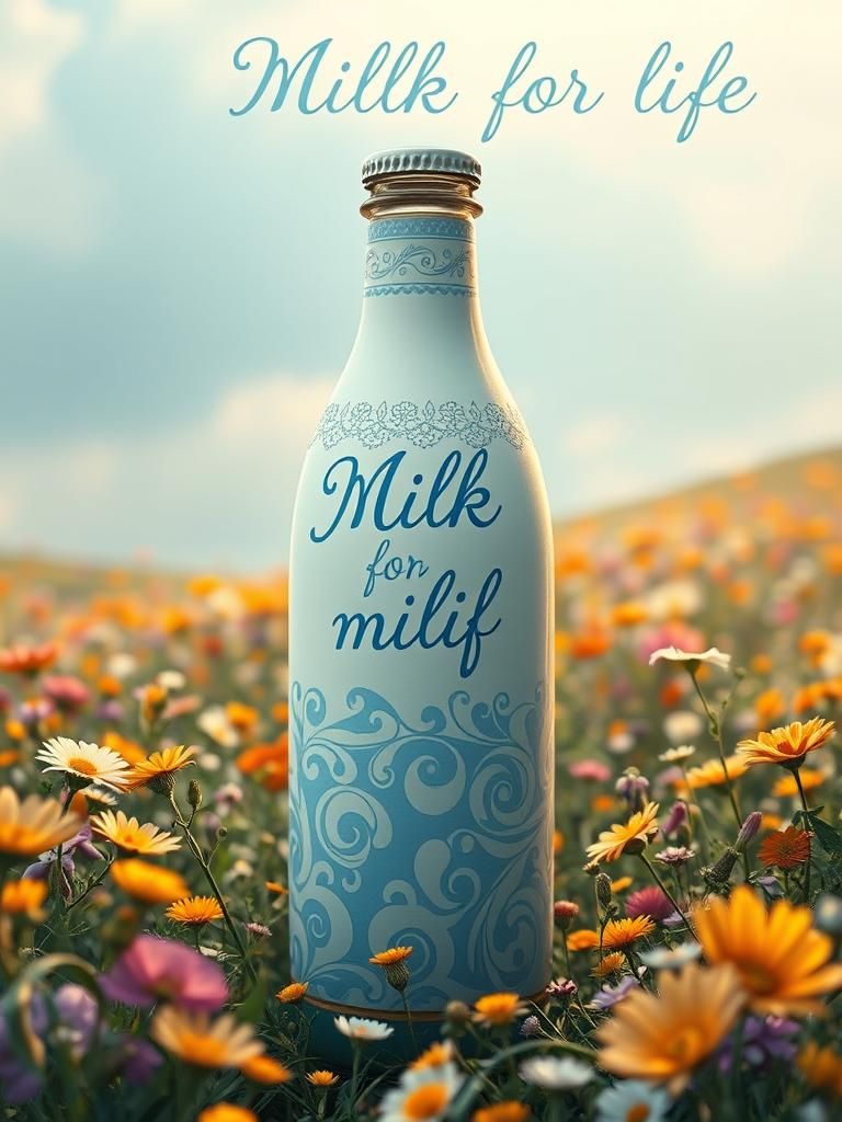 Milkmaid Milk Bottle in Lush Landscape