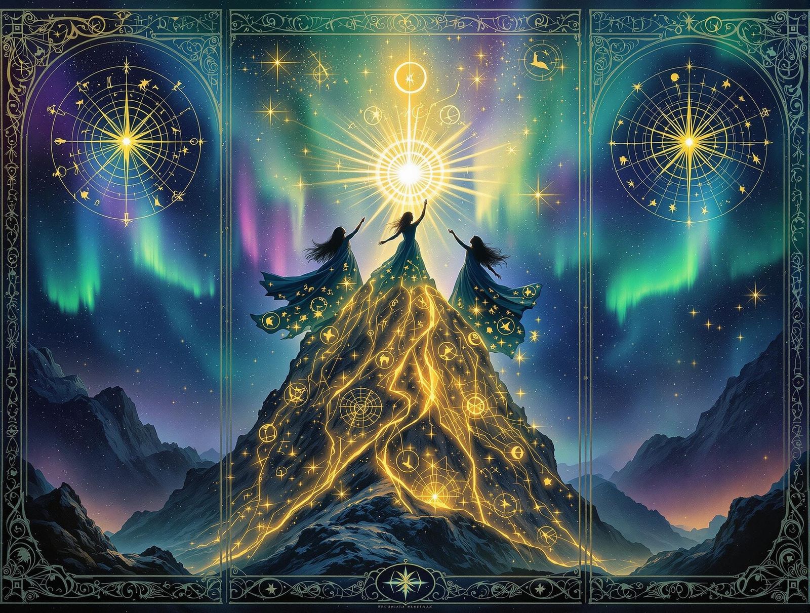 Surreal Baroque-Inspired Triptych Depicts Celestial Ritual