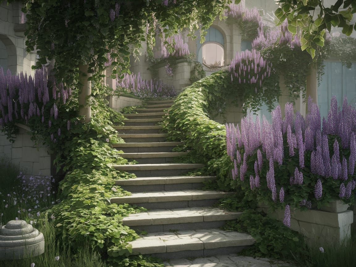 Enchanted Staircase in a Fairytale Garden