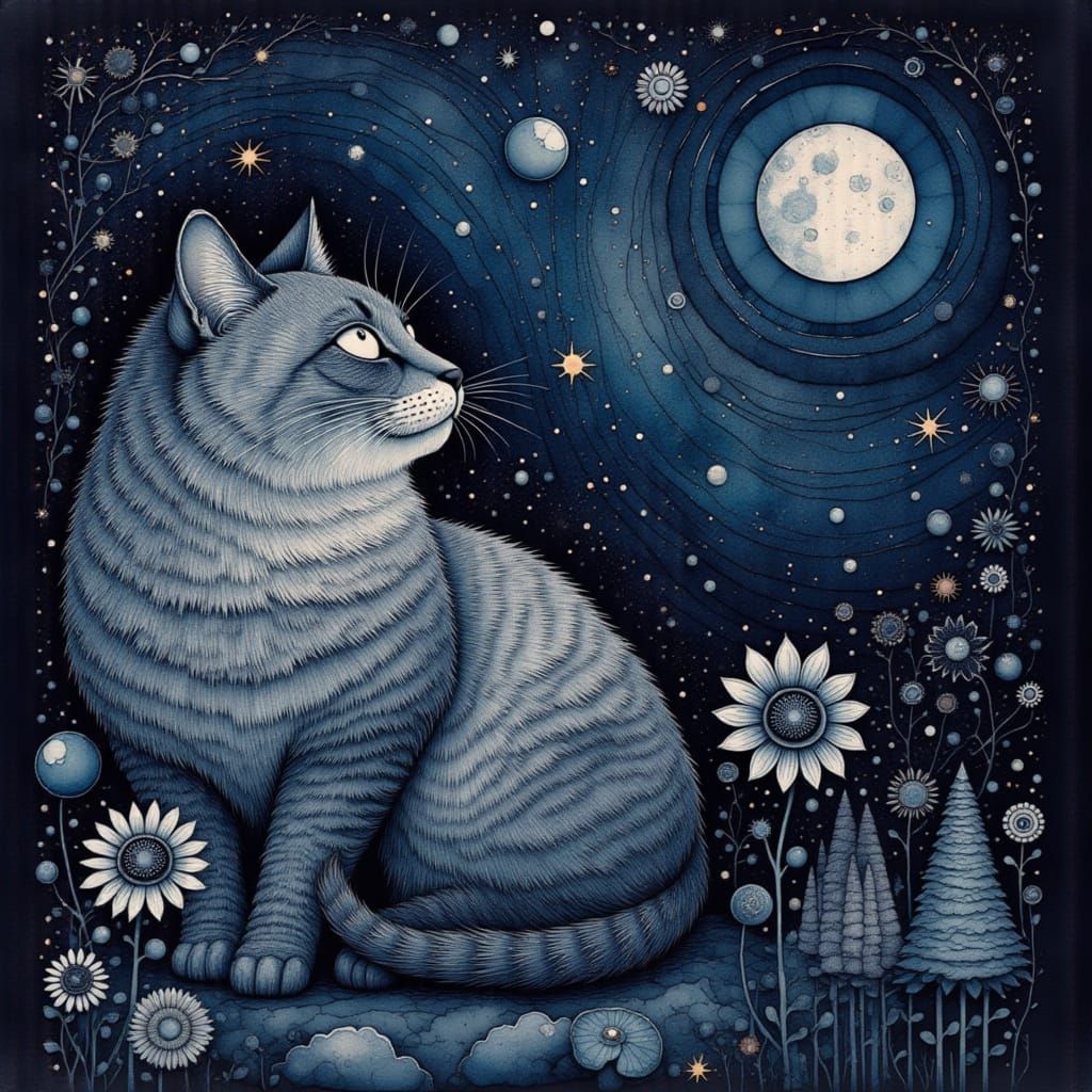 Cat at night