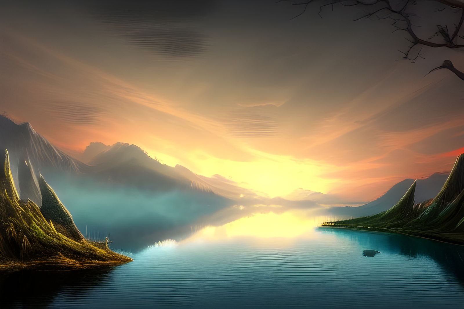 Surreal Fantasy Lake Concept Art