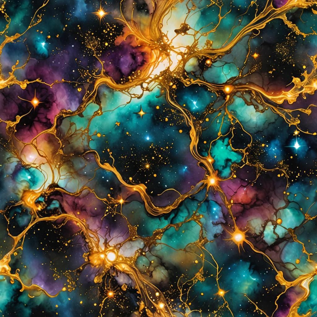 Mystical Galaxy Swirl in Alcohol Ink Style