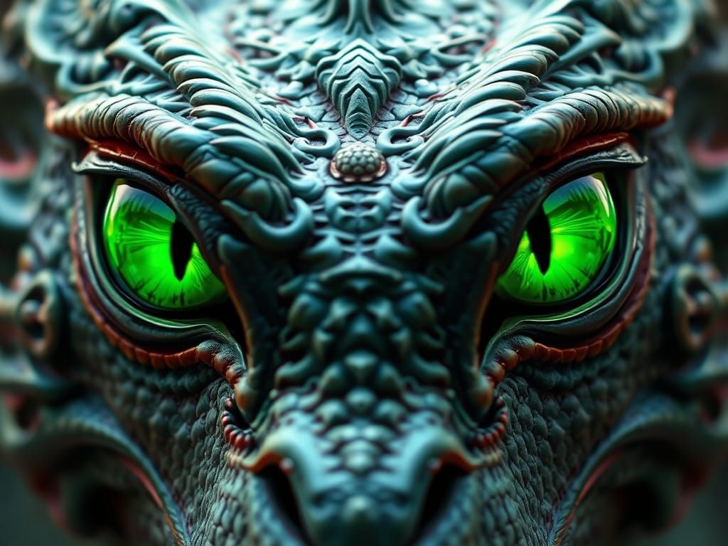 Glowing Green Dragon Eyes in Epic Fantasy