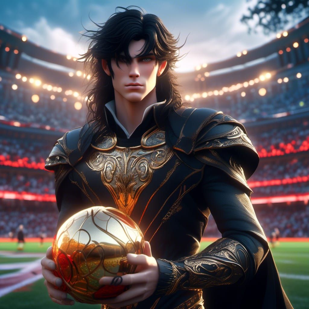 Handsome Elf Teenager on Athletic Field in Fantasy Artwork