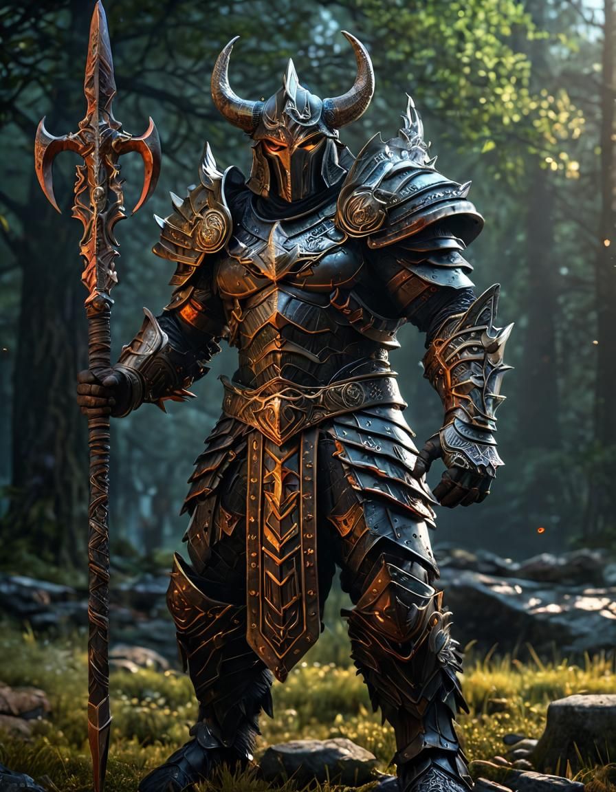 Berserker God of Weapons in Obsidian Armor