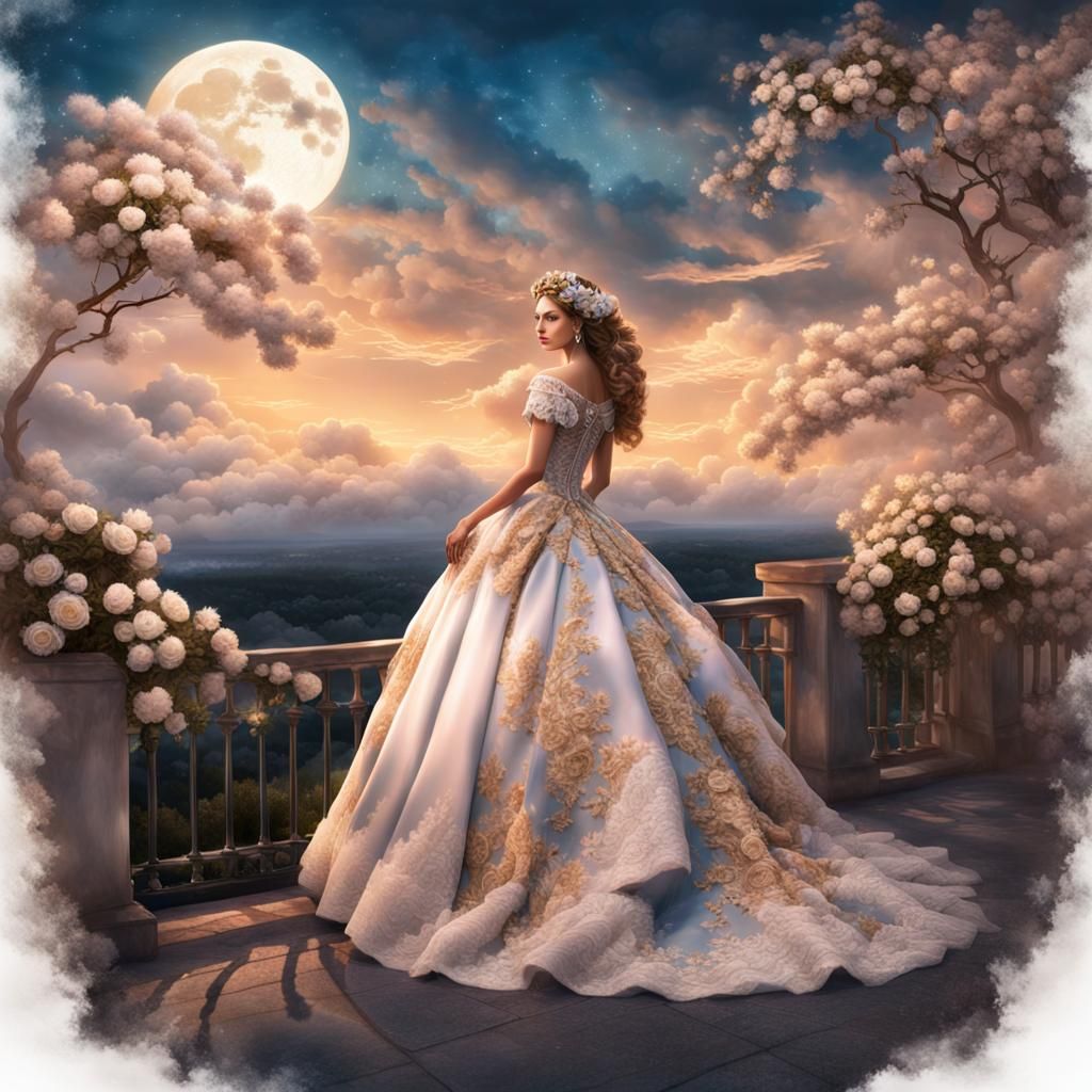 Woman in Blue Gown, Ethereal Fantasy Portrait