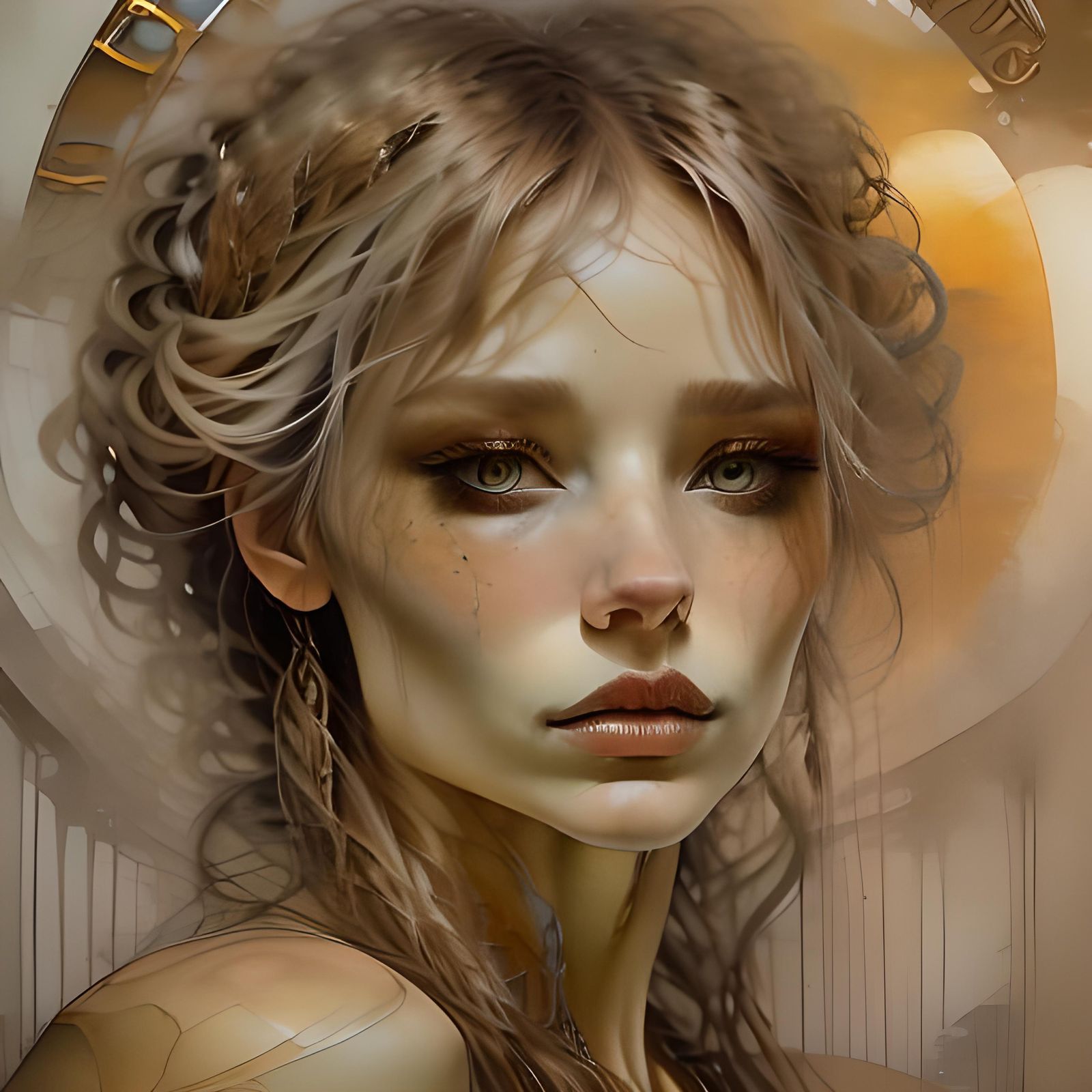 Elegant Android Woman in Opulent Royal Hall