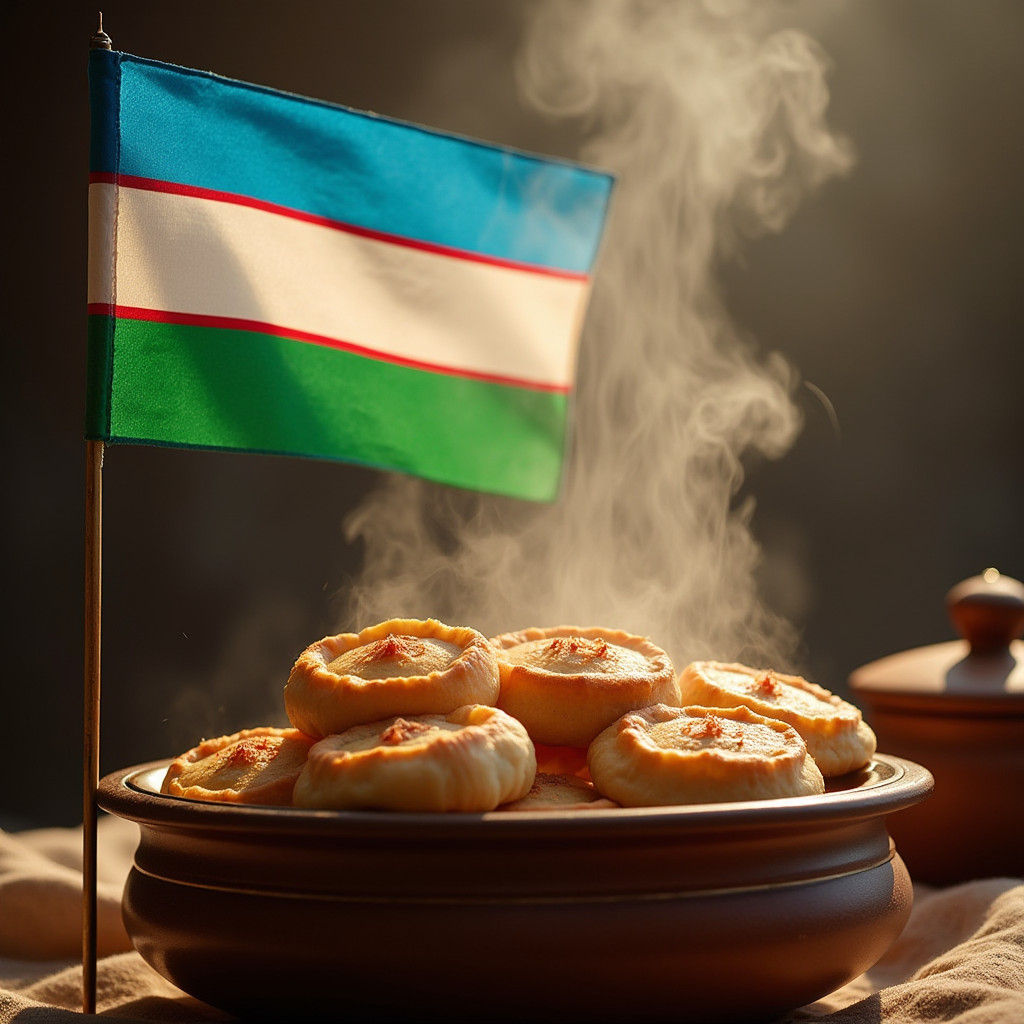 Dreemworks Logo with Uzbekistan Flag and Samsa