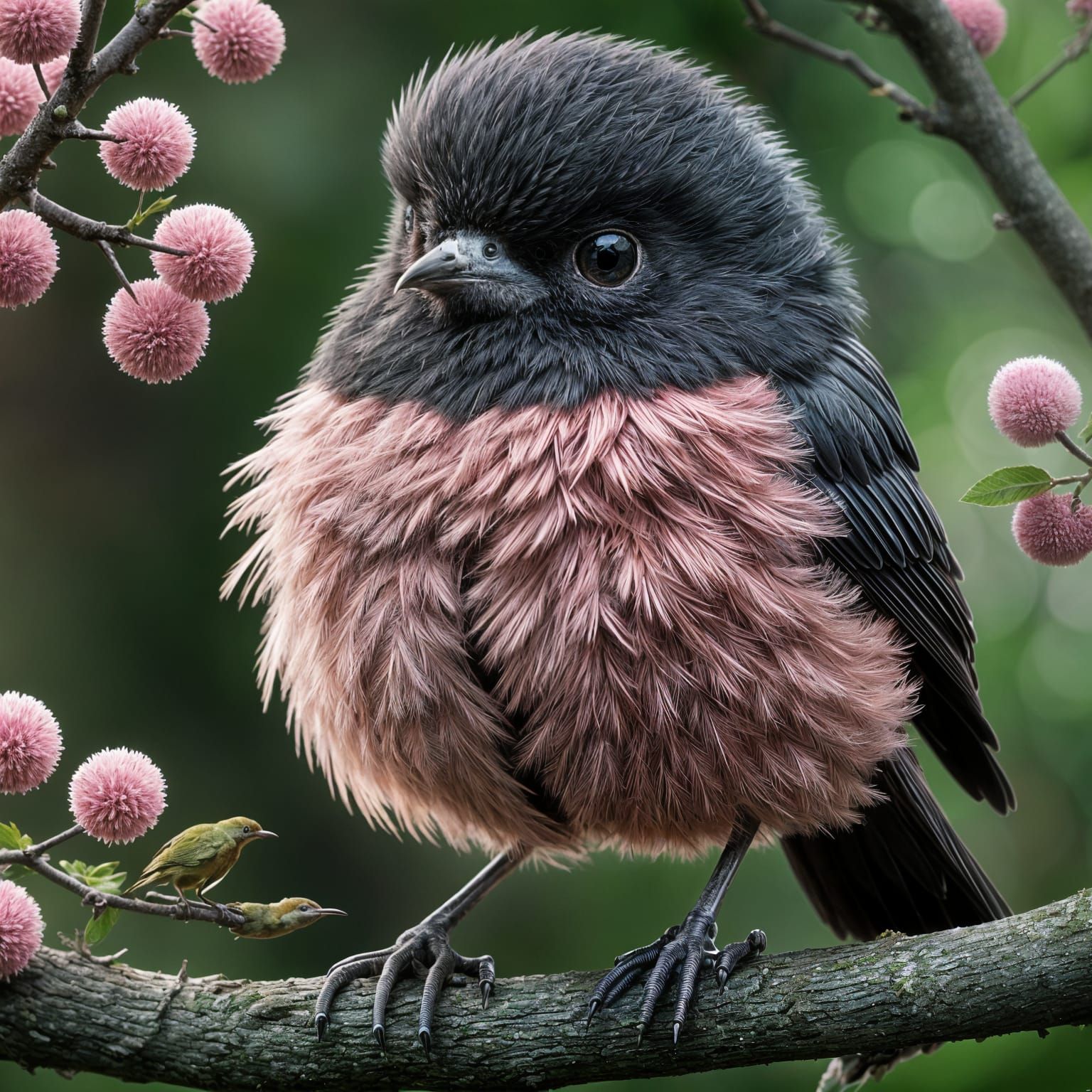 Metallic Iridescent Bird in Wildflower Garden