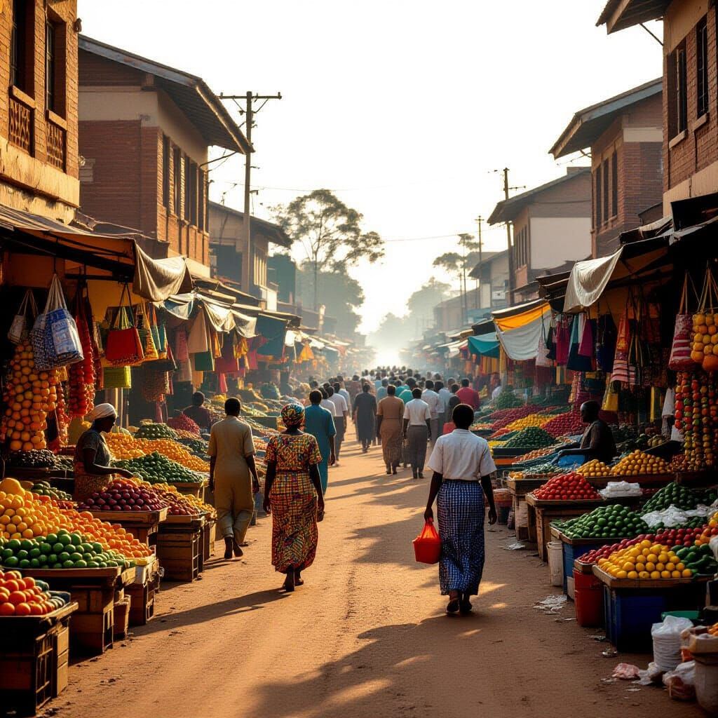 Vibrant 1980s Ugandan Street Scene Captured Cinematically