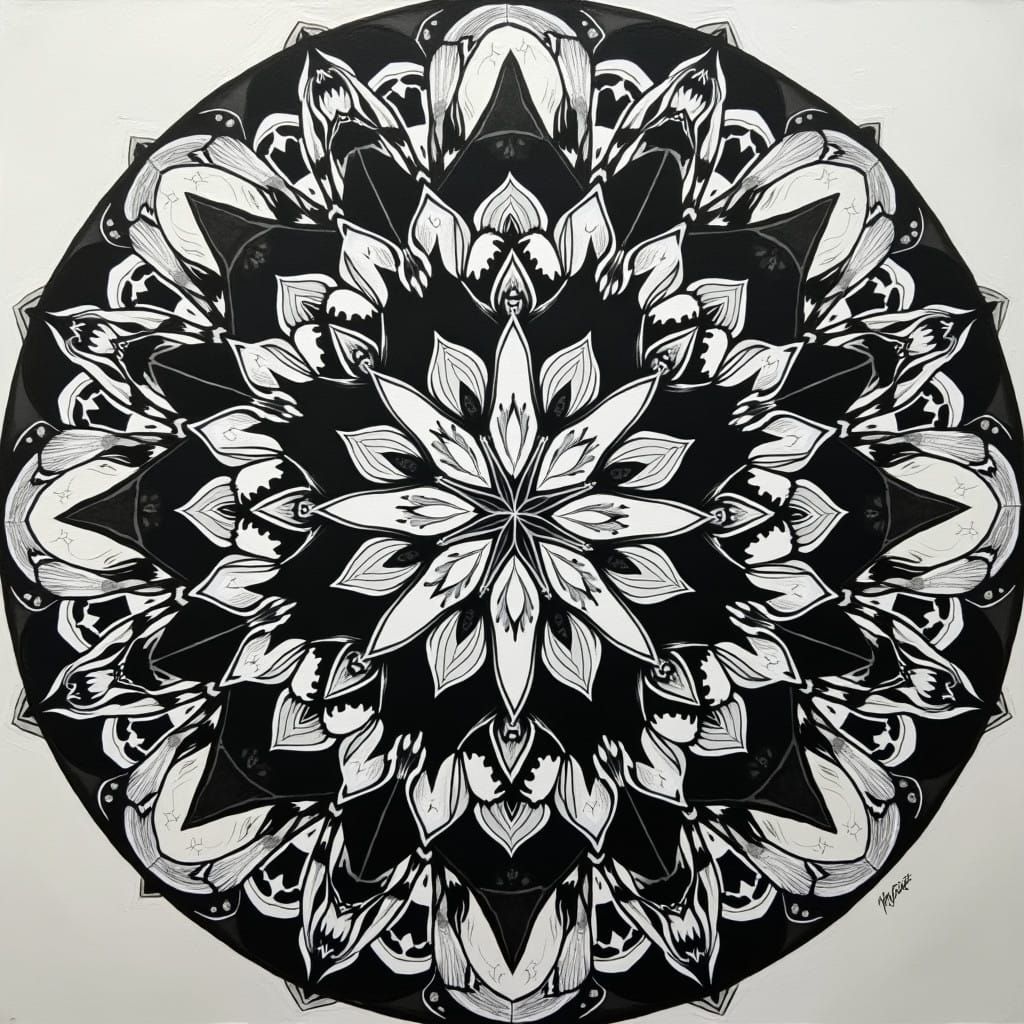 Ethereal Black and White Mandala Masterpiece