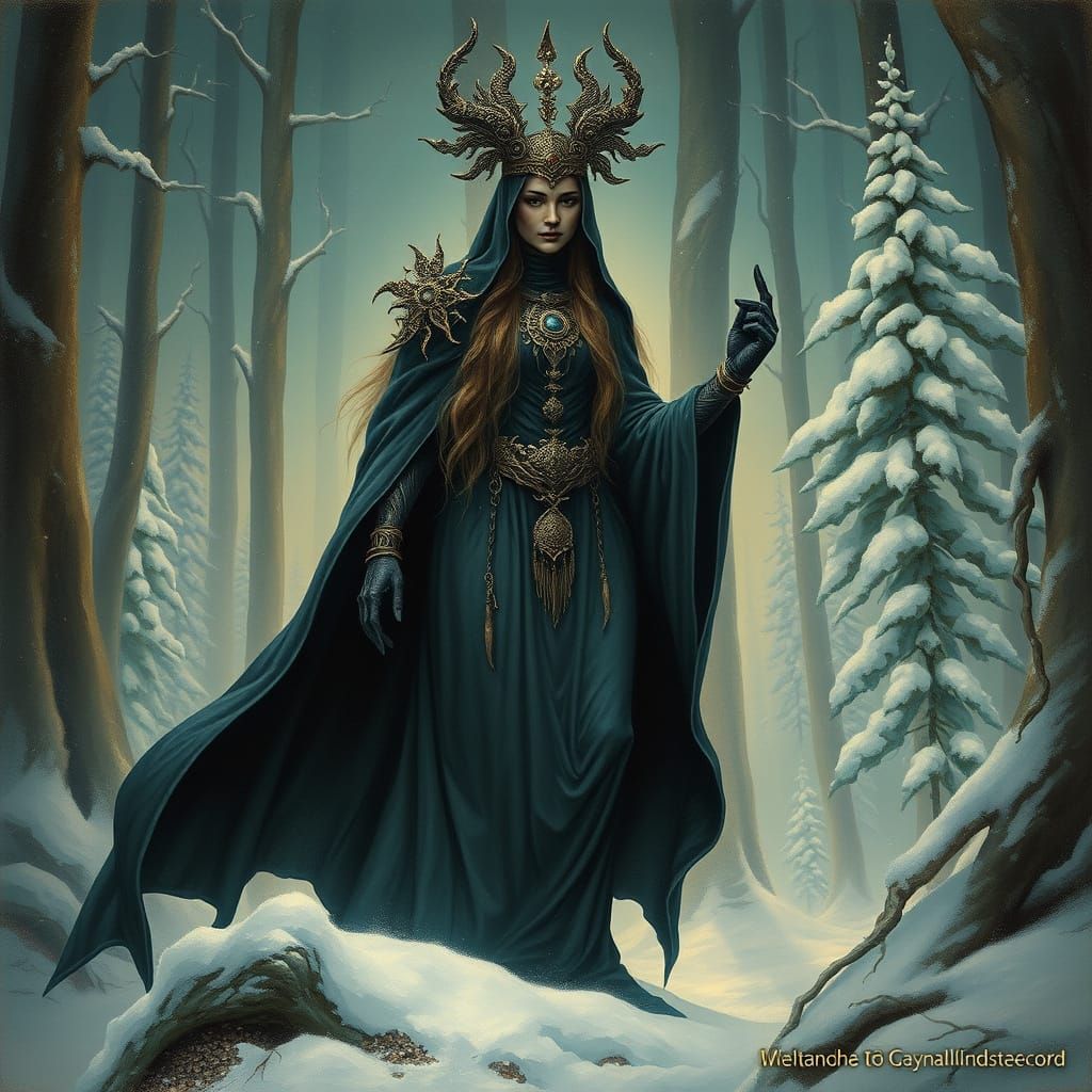 Louhi: Finnish Goddess in a Mystical Forest