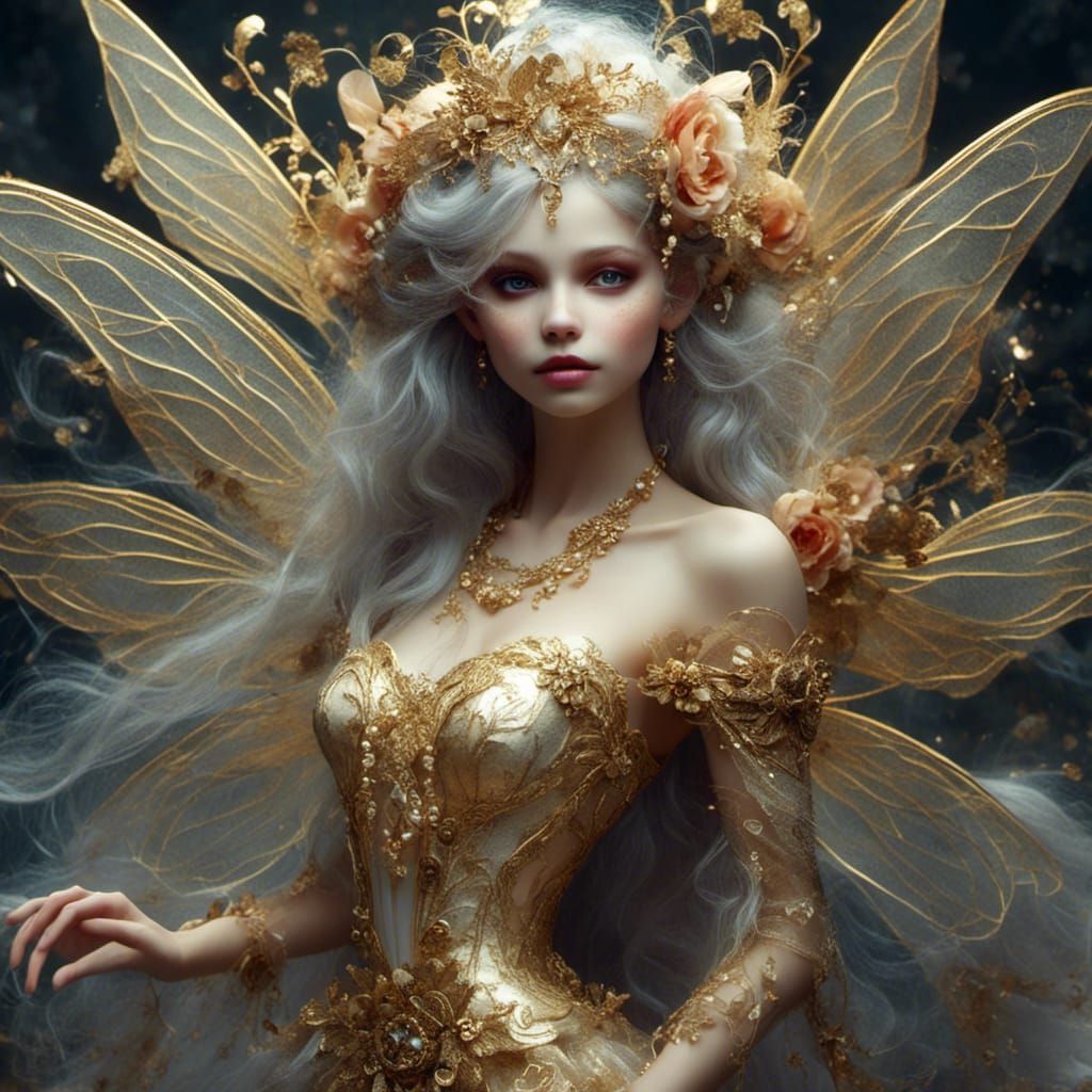 Golden Fairy in Flight
