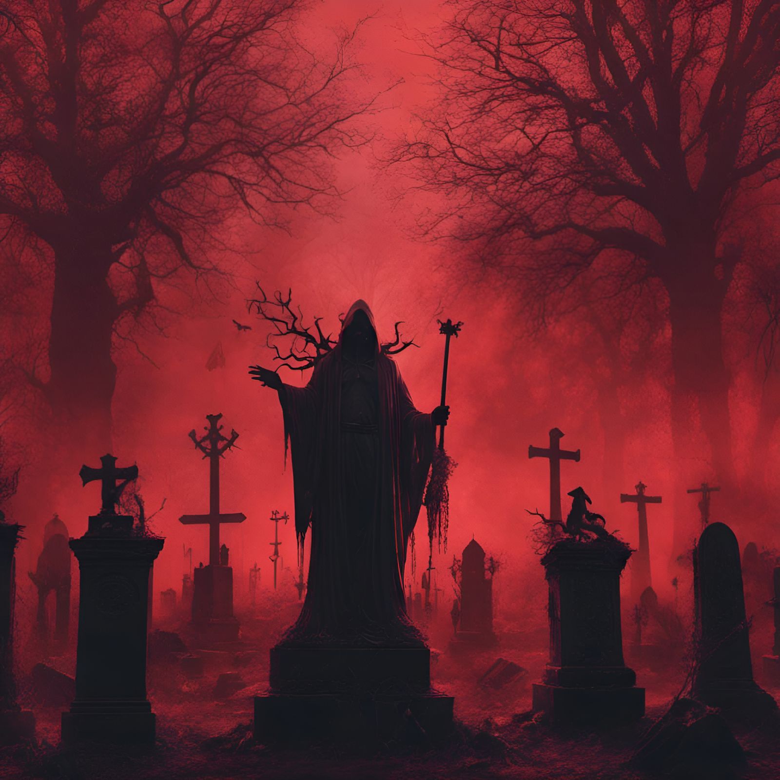 Creepy Satanic Ritual in Red Mist Cemetery