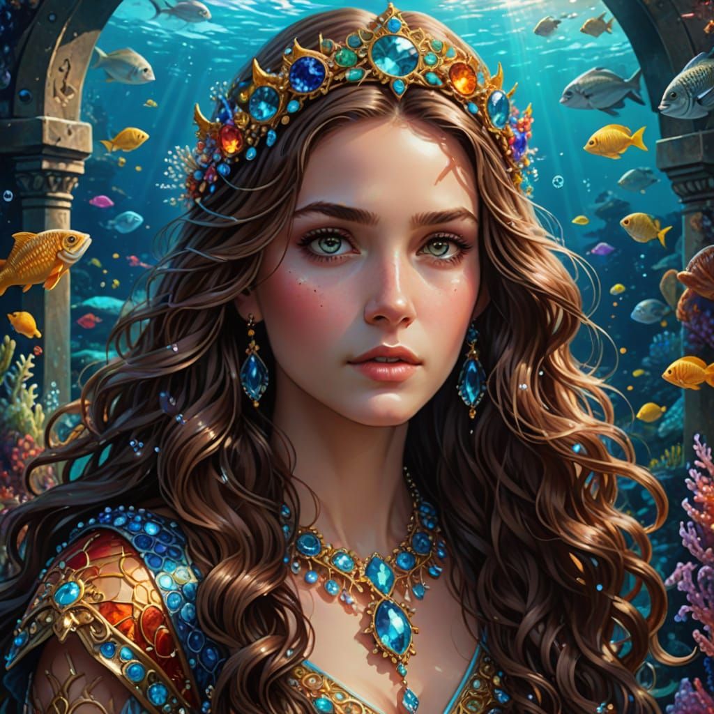 Goddess of the Sea in Jewel-Toned Majesty