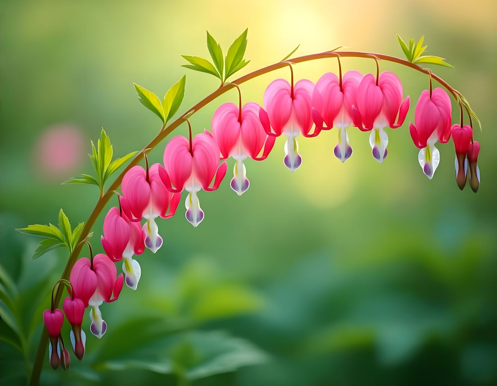 Pink Bleeding Heart Flowers in Impressionist Style