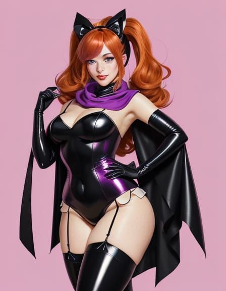 Glamorous Anime Bunny in Latex Suit