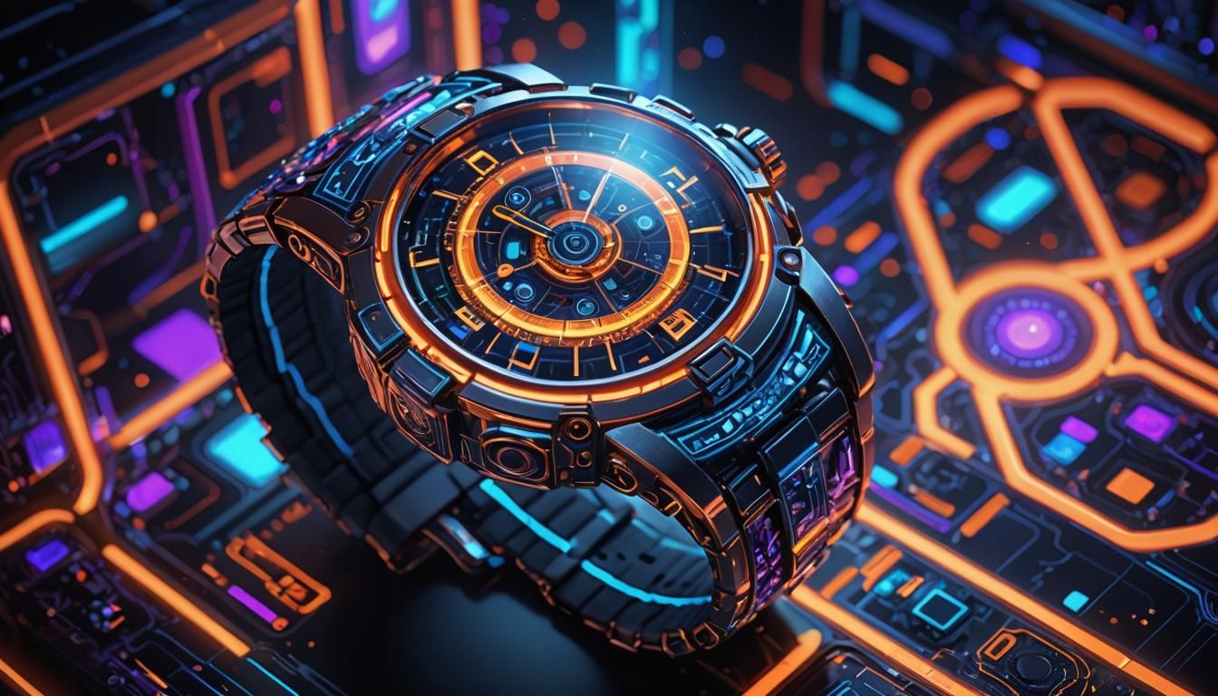 Futuristic Wrist Device with Holographic Display