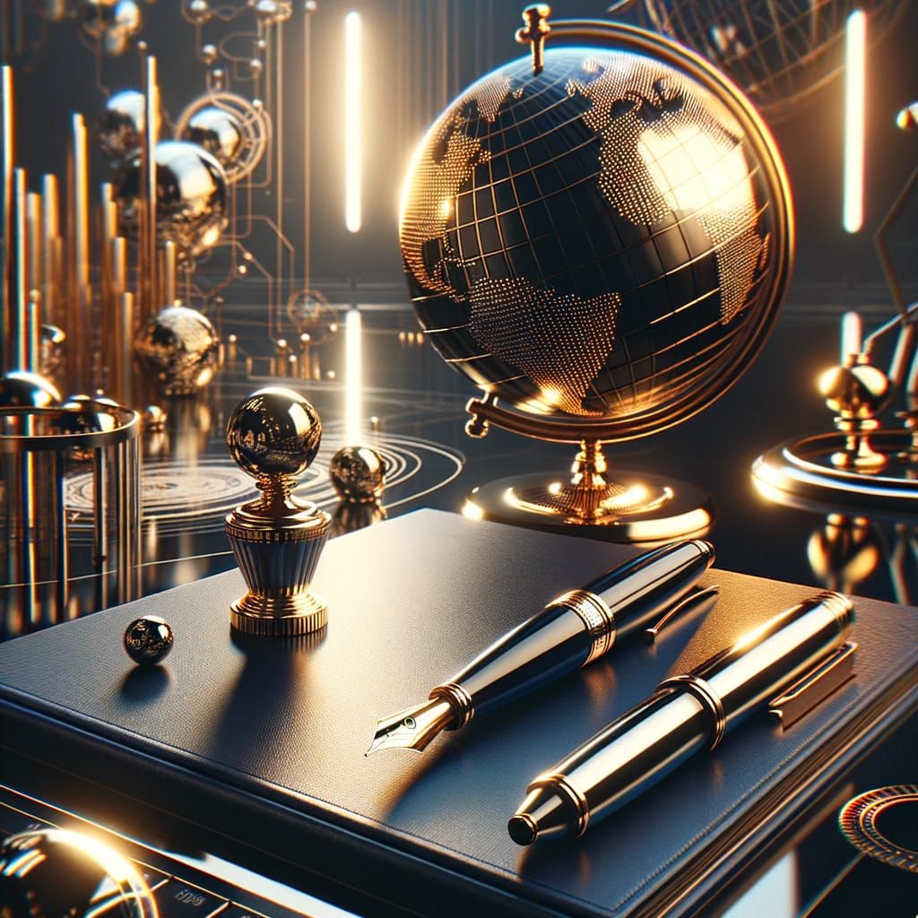 Elegant Global Leader's Workspace in Navy and Gold