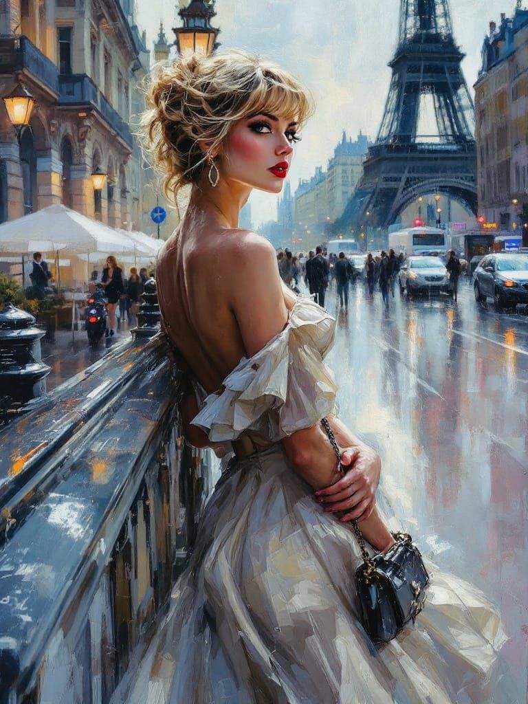 Parisian Pin-Up in Wax: Impressionist Light on City Street