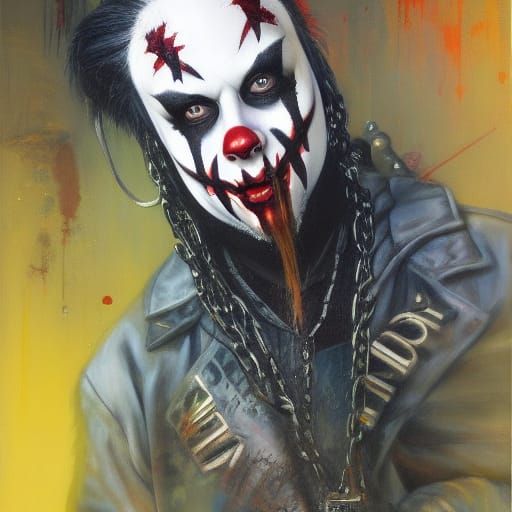 Dieselpunk Juggalo Portrait, Oil on Canvas
