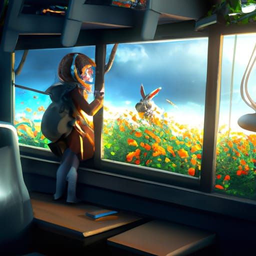 Tram Ride Through Fantastical Countryside in Matte Painting