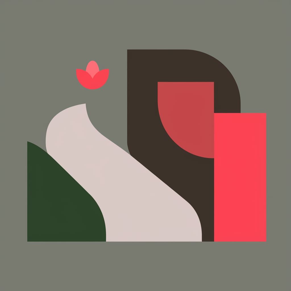 Abstract Ultraminimalism Artwork in Dim Khaki and Grey