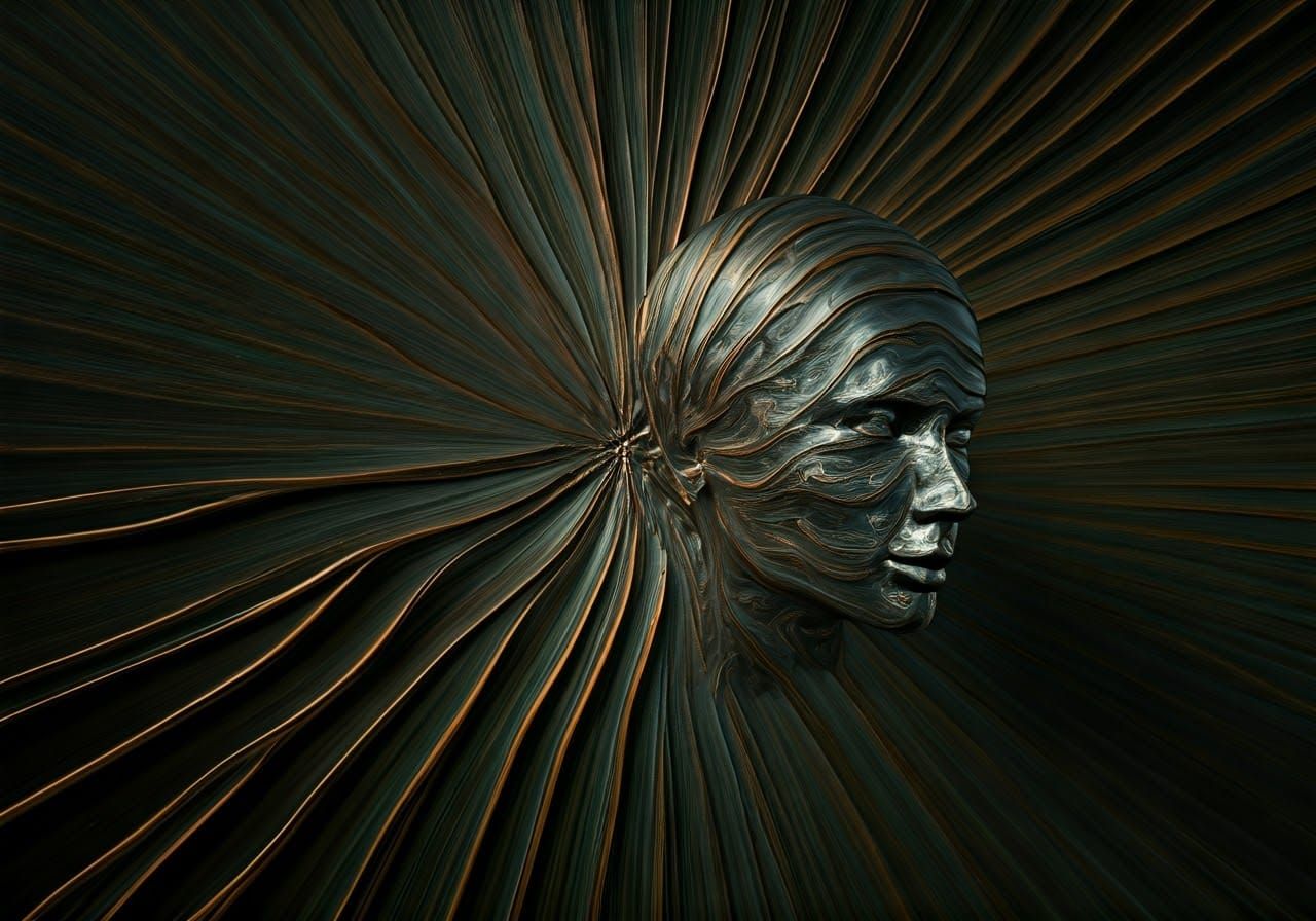 Crumpled Steelwool Pressured Linewaves Shiny Tenebrism