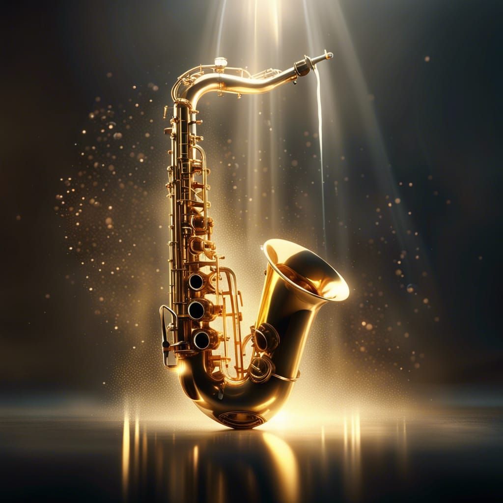 Golden Saxophone with Geometric Halo in CGI VFX
