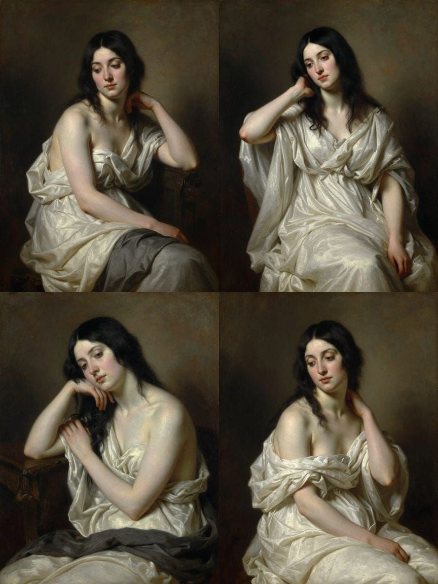 18th Century Academic Oil Portrait of a Woman in Repose