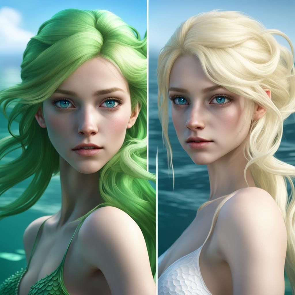 Mermaid vs Dragon in the Deep Sea