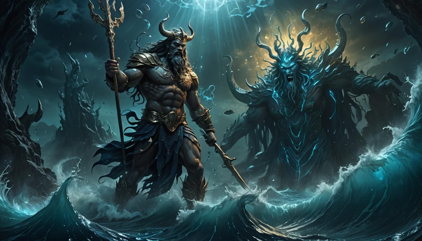 Poseidon Emerges: A Dark Fantasy Matte Painting
