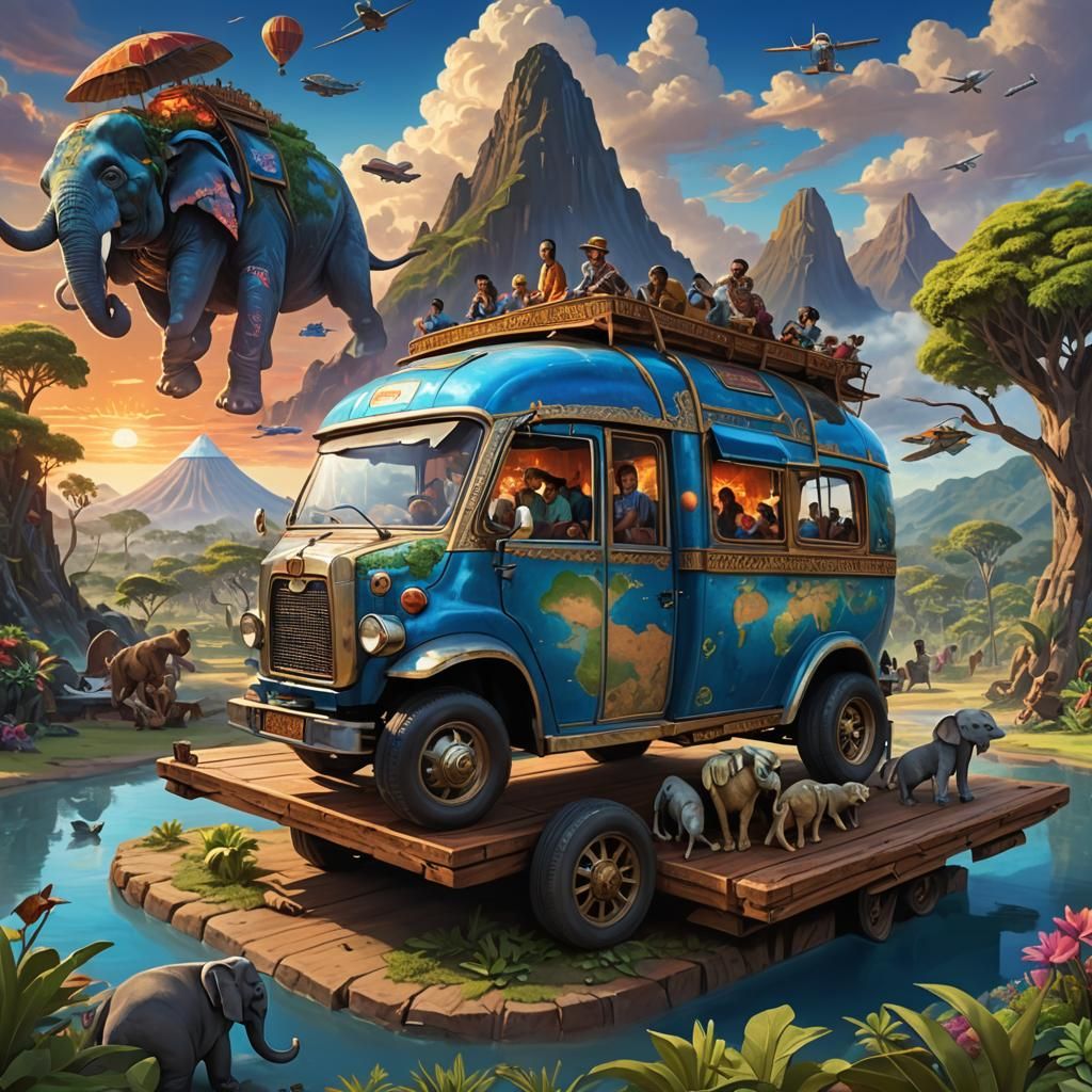 Earth-Carrying Tuk-Tuk: A Fantastical Art Concept