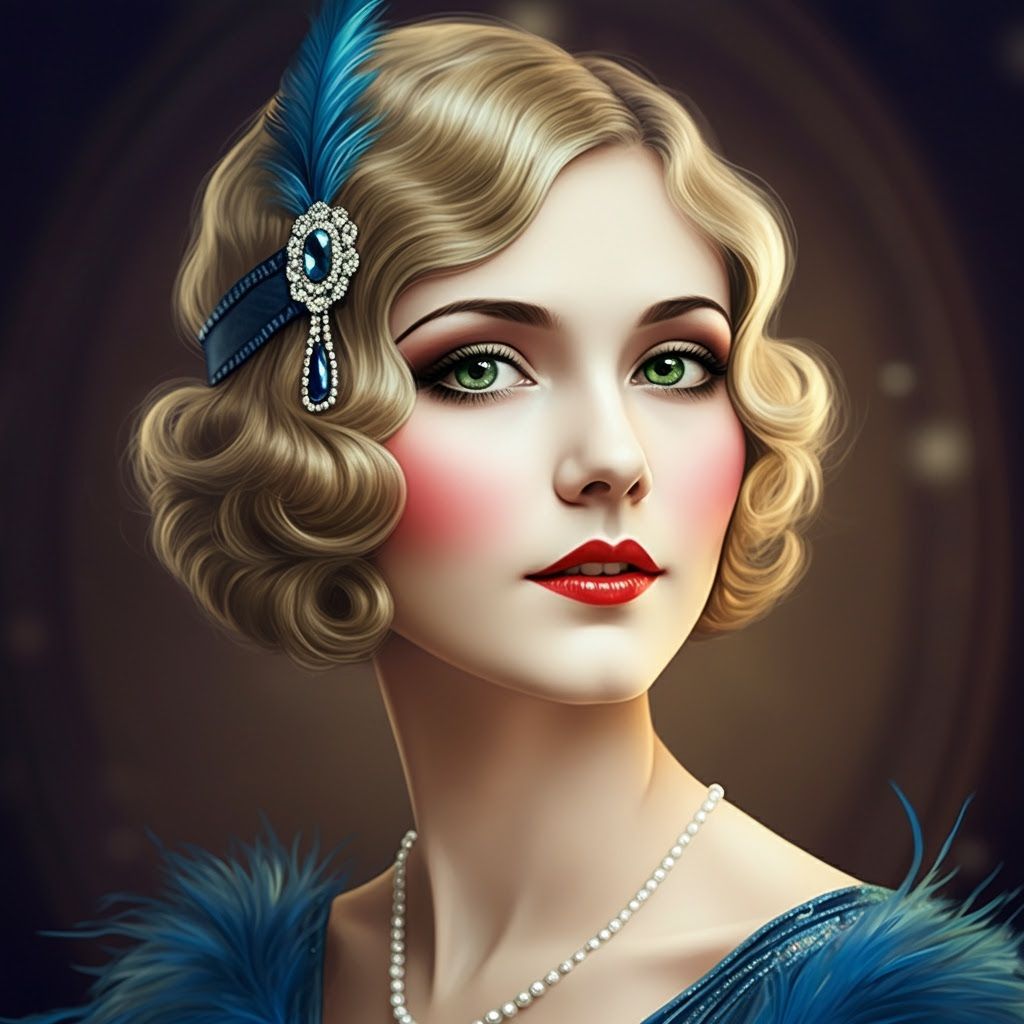 1920s Flapper Portrait with Feathered Headband