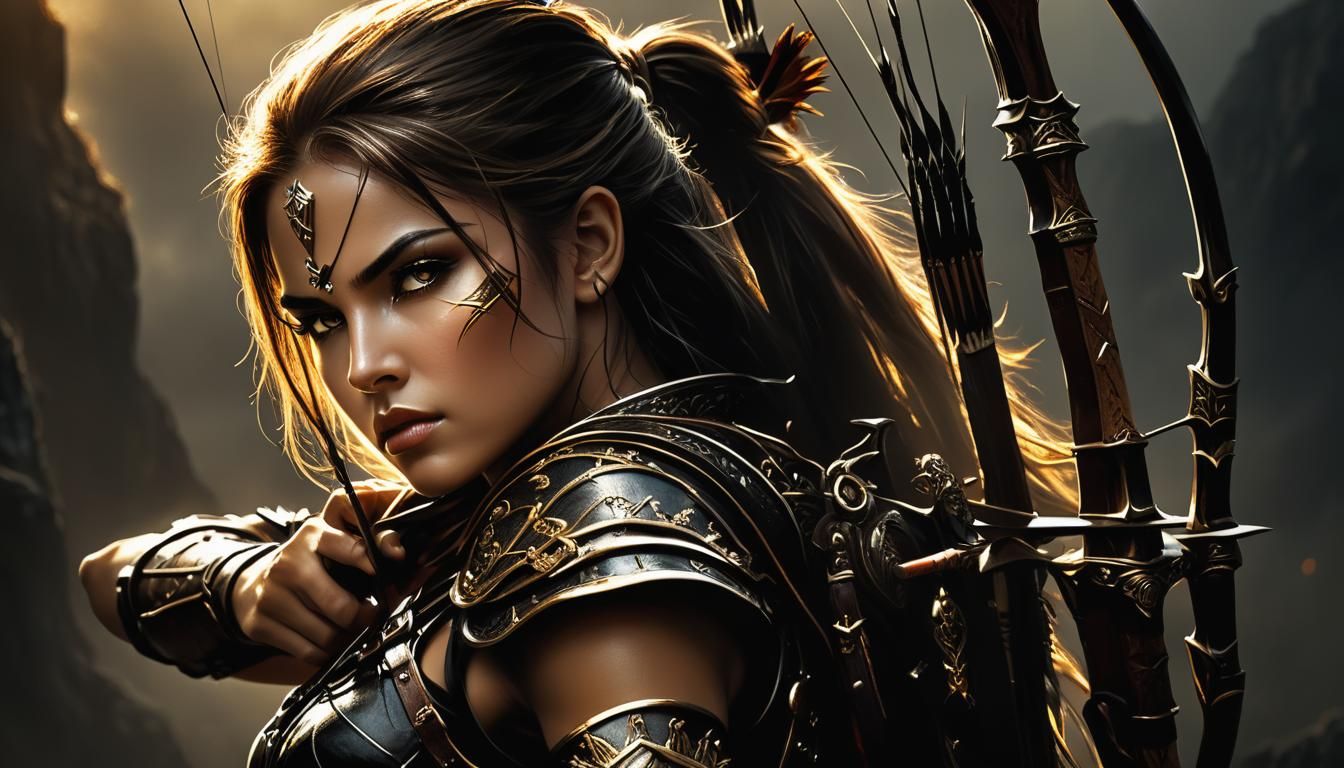 Female Archer in Dark Fantasy Style