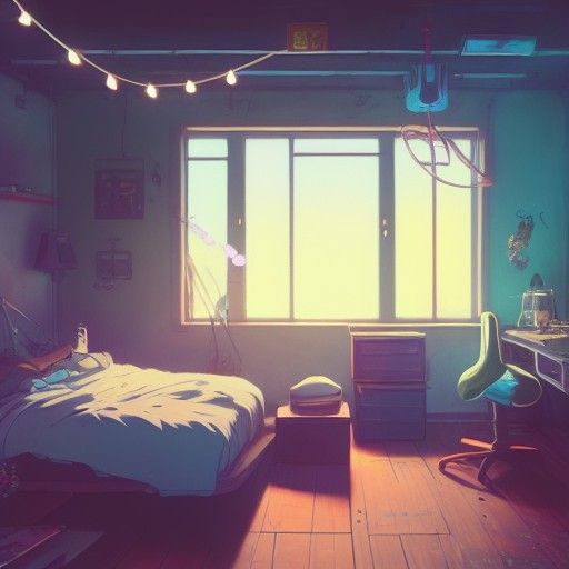 Lo-fi Gaming Bedroom in Anime Art Style