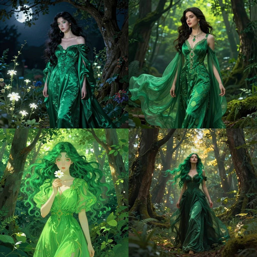 Woman With Dominant Green Color Palette