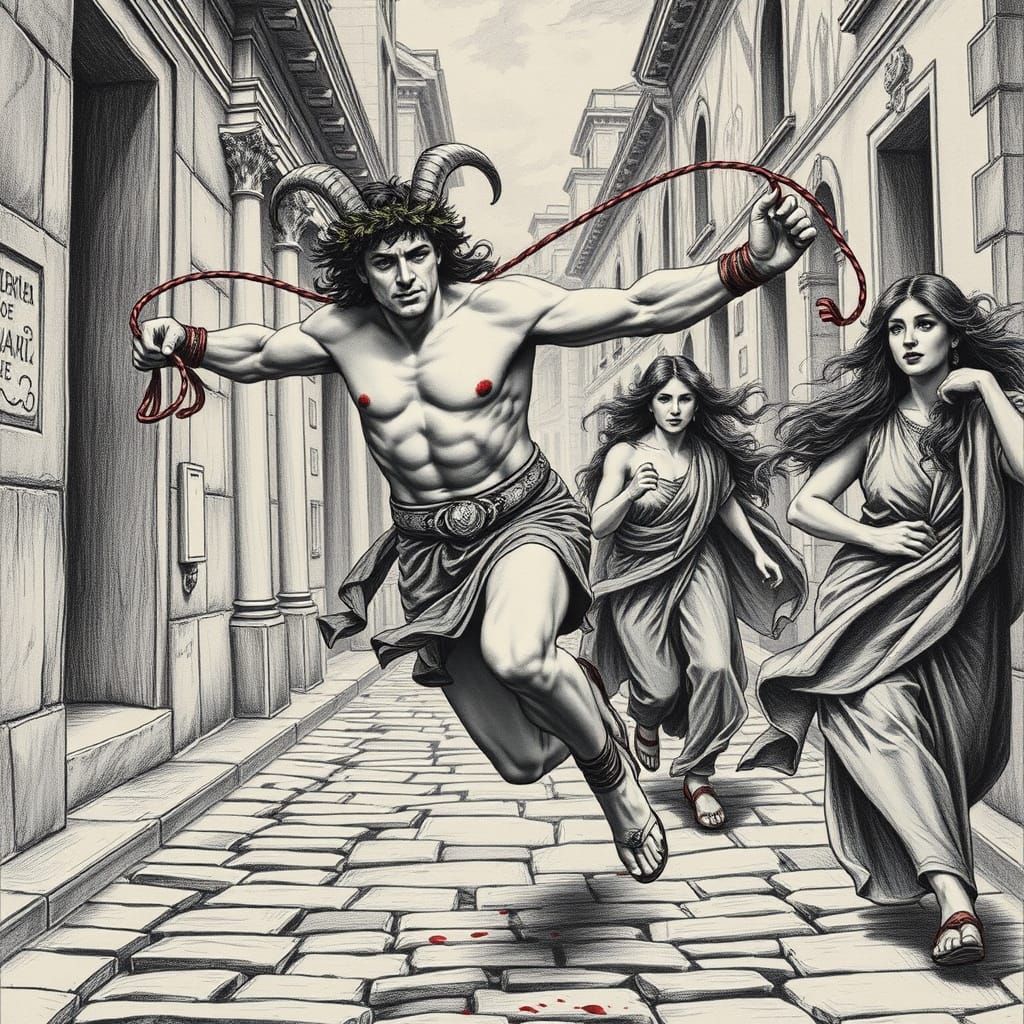 Lupercus in Ancient Roman Hunt Scene